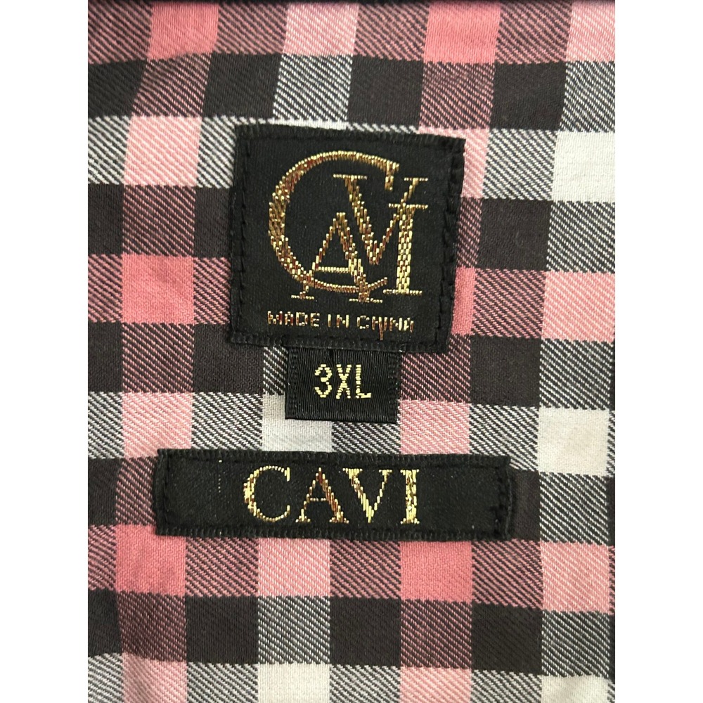 Cavi Mens 3XL Gingham Button Down Shirt Plaid Military Epaulettes Preppy Gingham - Picture 3 of 12